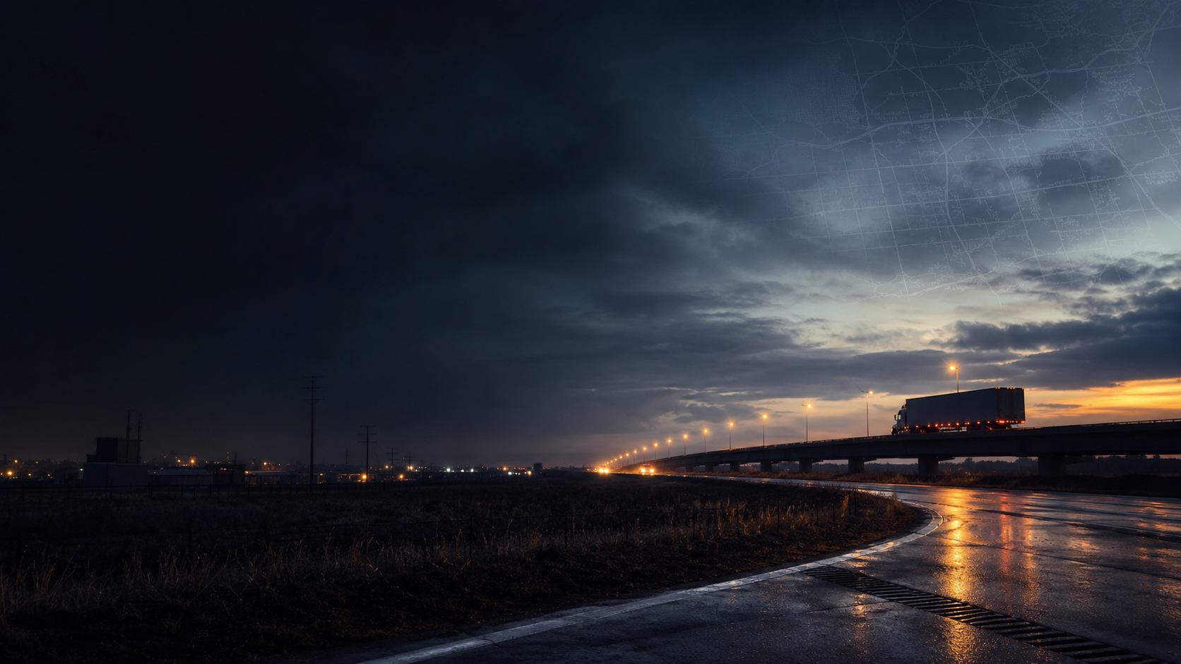 Transportation network at dawn
